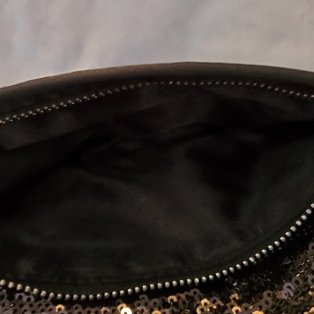 Victoria Secrets Small Black and Silver Sequin clutch